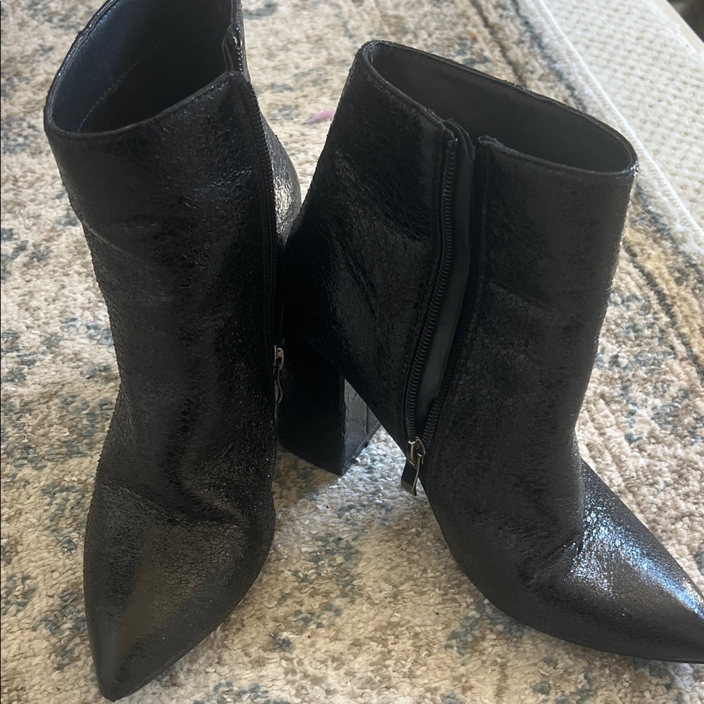 Black Women's Pointed Toe Block Heel Ankle Boots